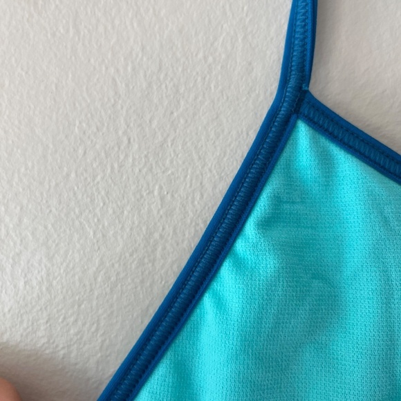 TYR Sz L Bayou Cutout Fit One Piece Swimsuit Turquoise High Cut Leg UPF 50 - Picture 4 of 9